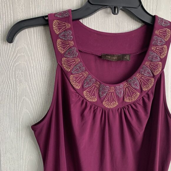 The Limited Purple Sleeveless Embroidered Neckline Top Size S - Picture 2 of 4
